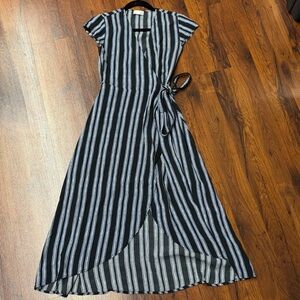 Wilfred Navy and White Striped High Low Dress